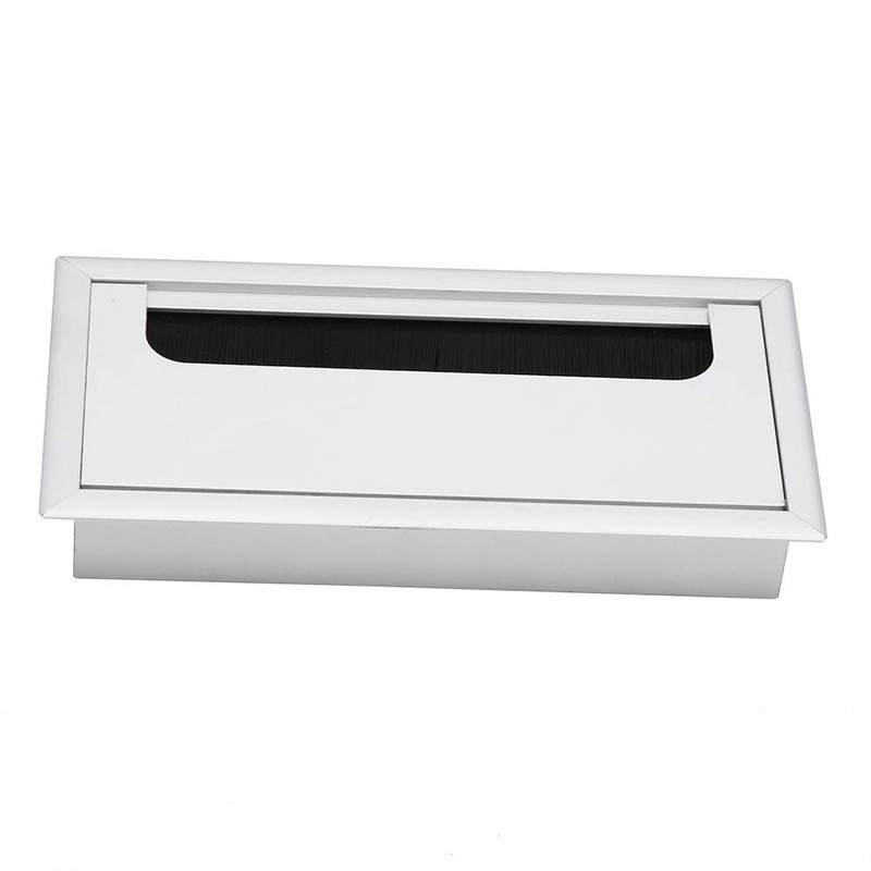 Desk Grommet, Square Cable Cover Aluminium Brush Plate for Computer
