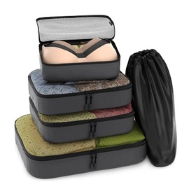 5 Piece Travel Packing Organizers for Luggage Suitcase (Grey)