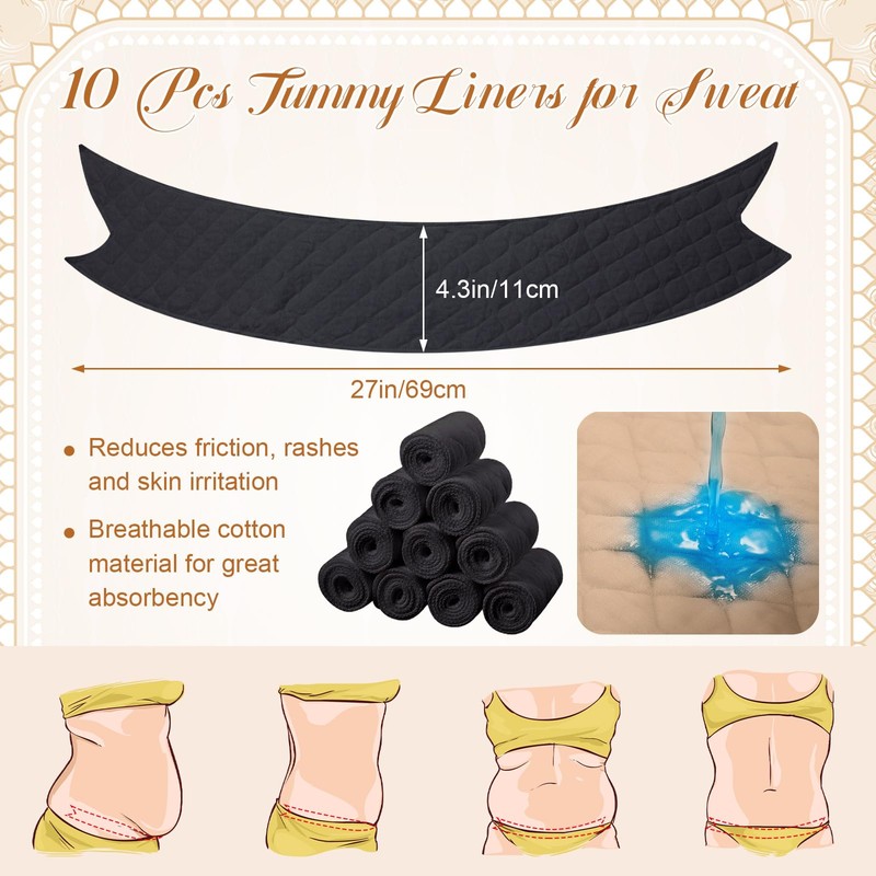 Wesnoy 10 Pcs Tummy Liners for Sweat Rash Cotton Under