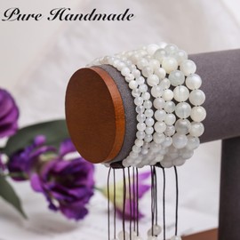 BONNY BOXX Braided Genuine 6mm Moonstone - Stone of New Beginnings - Bracelet, Elegant Handcrafted Natural Gemstone Crystal Bracelet Healing Power Energy Inspirational Gifts with Card for Unisex