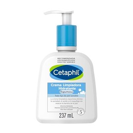 CETAPHIL Crema Limpiadora Espumosa Hidrantante, elimina la suciedad, aceite y maquillaje sin dañar la barrera de la piel, de 237 ml, Recomendada por Dermàtologos para Piel Sensible