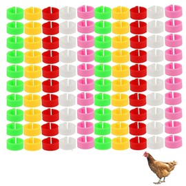 Pack of 100 chicken identification legs rings, chicken tags for legs, poultry bands, clip-on leg rings for chickens, ducks, chicken, goose (5 colours)