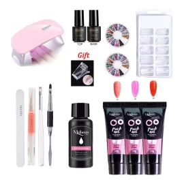Mermaid 's Kiss Kit Unhas Poli Gel 15pcs 6w Uv Led Cabina Extensión De Uñas
