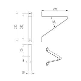 GTV PP-GALA-20M Shelf Brackets 25 x 22 cm I Matte Black I Retro Industrial Metal Wall Bracket I Shelf Holder for Wall Shelf I
