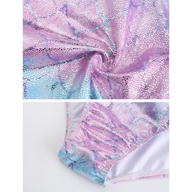 SEAUR Long Sleeve Gymnastics Leotard for Girls One Piece Gymnastics Outfits Sparkle Dance Ballet Leotard Mermaid Gymnastics Body Suit Dancewear 5-6T