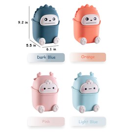 Aiabaleaft Cute Flip Trash Can, Playful, Functional, Blue Plastic, Desktop Trash Can, Wastebasket, 23.5 x 6.1 x 5.5 inches