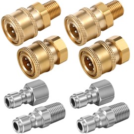 Shimeyao 4 Sets NPT 1/4 Inch Pressure Washer Coupler Quick Connect Plug Male Female 1/4 Quick Connect Fittings Pressure Washer Adapters Accessories(1/4 Internal and External Thread)