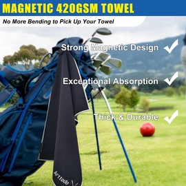 Arttodo Golf Club Cleaning Kit, Absorbent Golf Towel with Waffle Design and Large Capacity Golf Club Cleaning Spray Brush, Portable Golf Club Cleaner Accessories for Men Women