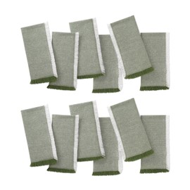 Folkulture Cloth Napkins Set of 12, Green Napkins Cloth Washable, Dinner Napkins or Table Napkins for Parties, Decorative Napkins Washable for Guests, Reusable Linen Napkins or Fabric Napkins