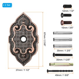 PATIKIL Door Hole Cover Plate, 2-5/8 Inch Zinc Alloy Deadbolt Cover Plate Door Reinforcement Plate for Door Hole Filling (Red Patina, 2 Set)