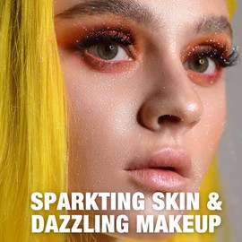 BEUKING Highlight Shimmer Powder Spray, Glitter High Gloss Diamond Powder, Long Lasting Lightweight Ultra-Fine for Festive Party Face Body Hair Daily Makeup (#03 Citrine)