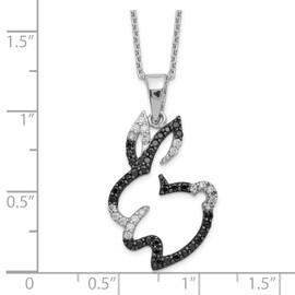 IceCarats 925 Sterling Silver Black White Cubic Zirconia CZ Bunny Rabbit Necklace 18 inch Chain