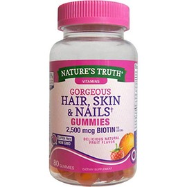 Nature's Truth Hair, Skin & Nails Gummies 2500 mcg Biotin Fruit Flavor - 80 ct, Pack of 2