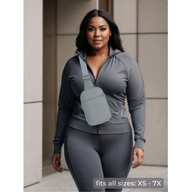 FORZAROCKET Ultralight Sling Bag w/Long Strap 70" – Small Crossbody Bag w/Extended Strap – Women Men Fanny Pack w/Anti-Theft Pocket – Two-Way Durable Zipper – Travel & Plus Size Friendly, Light Grey