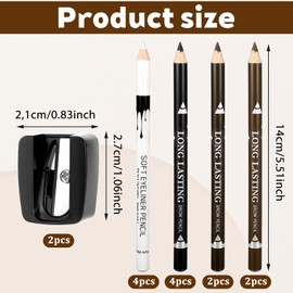 LXUEJIE 12 Pcs Barber Pencil with 2 Sharpener, Magic Hairline Pencils for Lineup Beard Hailiner Pencil Barber Chalk Beard Shaping Guide Pen for Men Makeup Design(Black, White, Dark Brown, Light Brown)