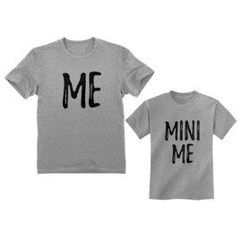 Dad and Son Matching T-Shirts Funny Me & Mini Me Matching Set Dad Gray Small/Son Gray 5/6