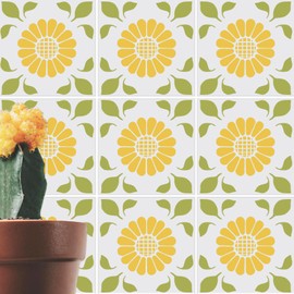 9-Pack Reusable Wall Floor Tile Stencils 8x8 Inches Spanish Stencils for Painting Floors, Tiles, Concrete Patios, Walls, Furnitures, Multi-Surface DIY Design Home Decor Painting Templates