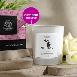 ForeverWick Michigan Diamond Candle | Scented Candles for Home, Office, Bathroom | Hand Poured Natural Soy Candle | Gift Candles for Women | Scents of Fresh Incense & Leather | 70-Hr Burn Time, 14 oz