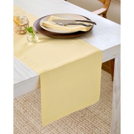 Solino Home Lino Camino de Mesa 132 Pulgadas - 100% Lino Puro Paja Dorada Camino de Mesa de Comedor 14 x 132 Pulgadas Ideal para Bodas, Fiestas - Fete