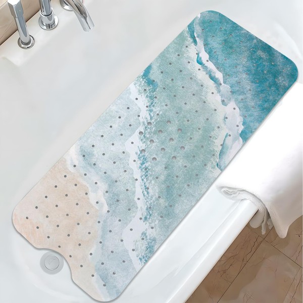 Ocean Beach Bathtub Mat Non Slip Shower Mat Extra Long