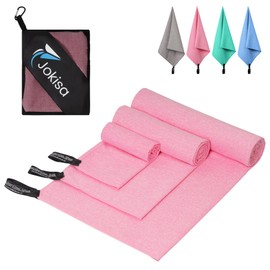 Jokisa Microfibre Towel Set of 3 (200 x 100 cm Large Bath Towel + 140 x 70 cm Medium Sports Towel + 80 x 40 cm Small Towel) Lightweight Travel Towel, Quick-Drying Beach Towel for Fitness Sauna