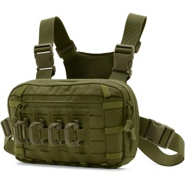 AUMENTAR Tactical EDC Chest Bag Utility Molle Chest Rig Pouch with CCW Compartment Adjustable Strap Admin Pouch Outdoor Chest Pack Army Green