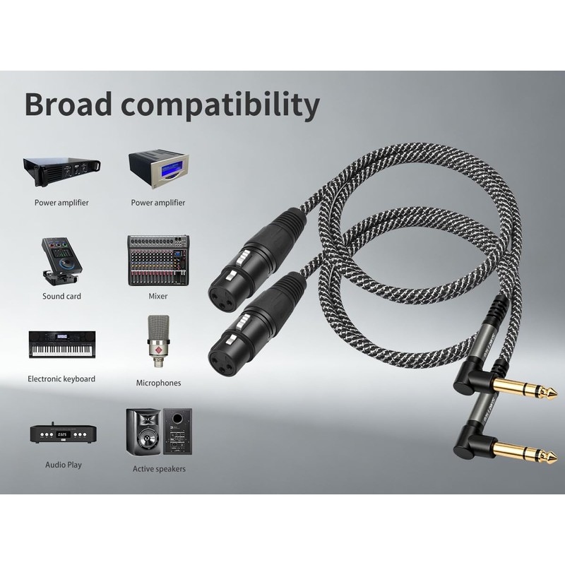 SZLliyxs 2 Pack Right Angle 6.35mm TRS to XLR Female,3FT,