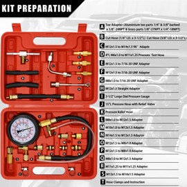 0-140PSI Fuel Injector Injection Pump Pressure Tester, Fuel Pressure Tester Kit, Universal Fuel Pump Pressure Tester Gasoline Car Truck Motorcycle Diagnostic Tool