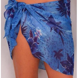 Peppermint Bay Sarong Short Size Sheer Tropical Flowers