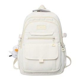 MININAI Student Backpack for Teen Girls Boys Preppy Elementary Middle School College Bookbags Cute Aesthetic Trendy Daypack (White)