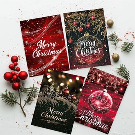 24Pack Christmas Greeting Cards with Envelopes & Stickers, Funny Christmas Cards Bulk, 5x7in Assorted Holiday Cards, Holiday Party Favors for Loved Ones, Friends and Family, 4 Designs - A