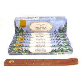 Weißer Salbei und Lavendel Räucherstäbchen, 120 Stück, mit Aschenhalter