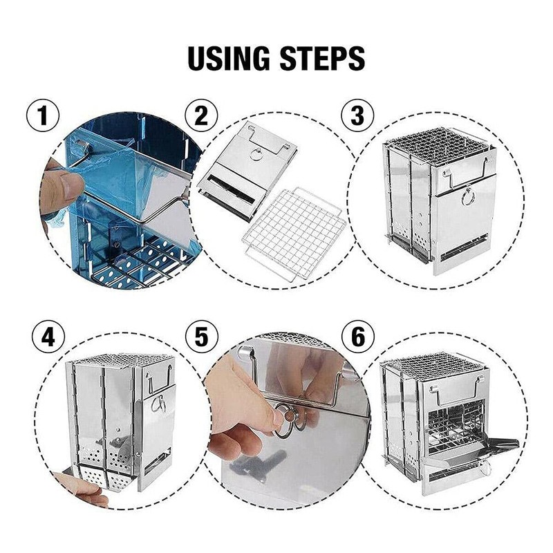 Camping Wood Burning Stove,Stainless Steel Compact Portable Foldable Camping with