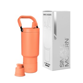 Simple Modern Trek Pivot | 30oz Flip Straw Tumbler with Handle | Water Bottle & Boot | Interchangeable Straw & Chug Lids | Insulated Stainless Steel Jug | Gym Sports Outdoors | Clementine