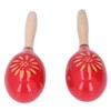 2 Pcs Maracas Red Carved Wooden Sand Ball Percussion Instrument