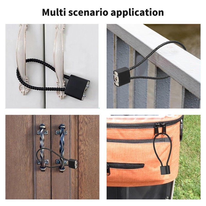 Oiieco 2 Pcs Steel Rope Padlocks, Long Padlocks with Keys