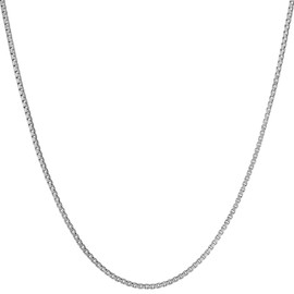 LIFETIME JEWELRY 1.4mm Box Chain Necklace for Women and Men 24k Real Gold Plated (White Gold, 20)