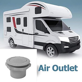 Riloer Grey 60mm Round AC Universal Air Outlet Vent with Dashboard Vents 360° Adjustable Round Electroplating Button Roof Fan for RV Bus Boat Yacht