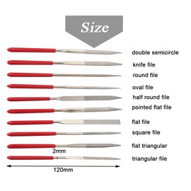 Mesee 10pcs Mini Diamond Needle File Set Stone Hardened Alloy Strength Steel Jewelers Small Metal File Tools includes Round Triangular Square Flat Shape 2x100mm