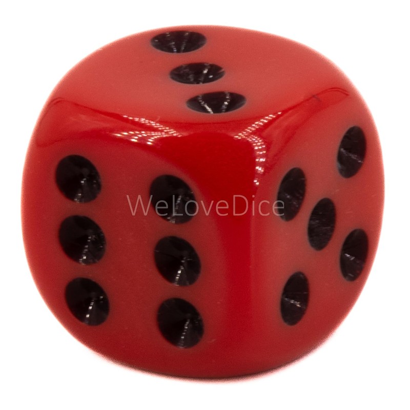 WeLoveBeads W6 Cube (16 mm) in Red/Black Dots - Made
