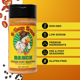 K-Town Krack - Ranch Chicken Dust Seasoning - Ranch Seasoning, Chicken Rub & BBQ Rub Seasoning for Chicken, Beef, Pork, Fish - Chicken Seasoning, Spice Rub, Ranch Seasoning Powder & Ranch Topping 3.5oz