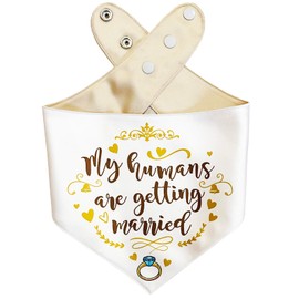 THLOH My Humans are Getting Married Dog Bandana - Wedding Pet Scarf, Engagement Gift - Silky Satin, White, X-Large