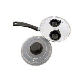 2 Cups Egg Poacher Pan With Plastic Vented Lid And Handle Non-Stick Poached Egg Cooker Stainless Steel Pan Dishwasher Safe 20cm Pan