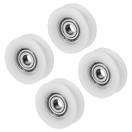 PATIKIL Nylon U Groove Pulley Wheel 5x25x9mm, 4 Pack Bearing Guide Track Sliding Conveyor Roller for Door Window Drawer Hardware Driving Mechanical, White