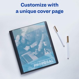 Avery Lay Flat Report Cover with 3 Plastic Fasteners, Clear Front Window, Holds up to 50 Sheets, 3 Gray Covers (47781)