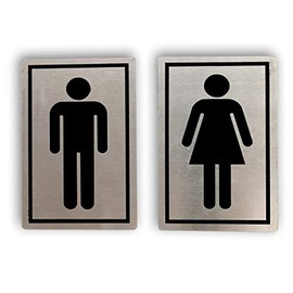 eSplanade Stainless Steel Men & Women Toilet Sign Bathroom (6 x 4 inches) | Male & Female Washroom Door Sign Sticker - Easy to Mount Weather Resistant Long Lasting Ink