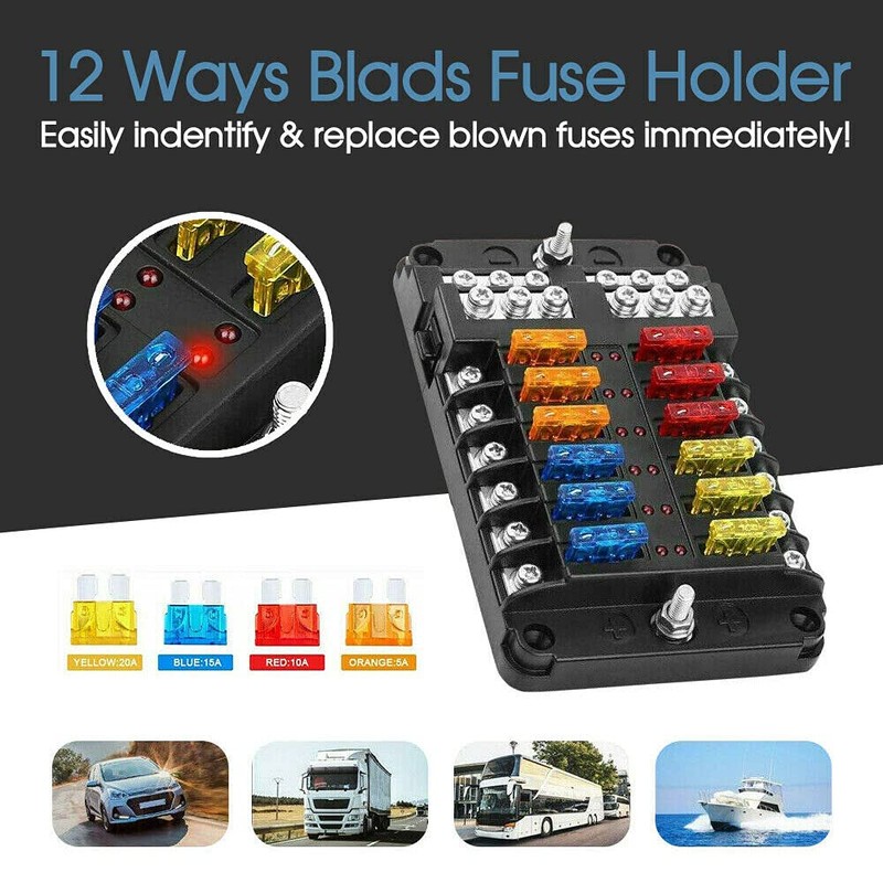 Costcom 12 Way Blade Fuse Auto Block Box Holder Indicator