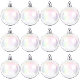 Jutom Iridescent Ornaments Plastic Clear Bubble Hanging Ornaments Balls Bulk Wedding Decorative Hanging Ornaments DIY Craft for Birthday Graduation Party Decor(1.18 Inch, 24 Pcs)