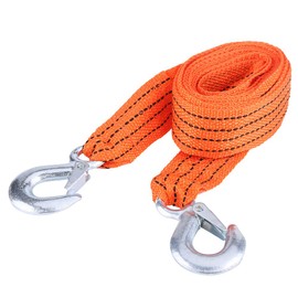 Hlyjoon Tow Rope 3 Tonnes Car Tow Sling Length 4 m / 13.12 ft Car Pull Rope High Strength Nylon Tear Resistance Orange with Metal Hook for Car SUV ATV Trailers Emergency