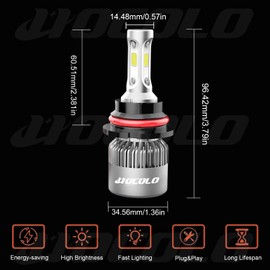 HOCOLO S2 9007 HB5 Fog Driving Light LED Bulbs Set, 8000LM Xenon White 6000K 50W Replace Halogen All in One Conversion Kit, Only for Fog Lamp Daytime Running Light/DRL, Pack of 2 (S2-9007-Fog)
